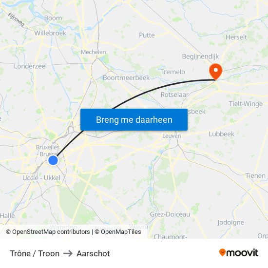 Trône / Troon to Aarschot map