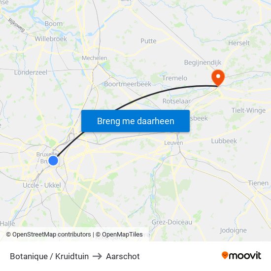 Botanique / Kruidtuin to Aarschot map