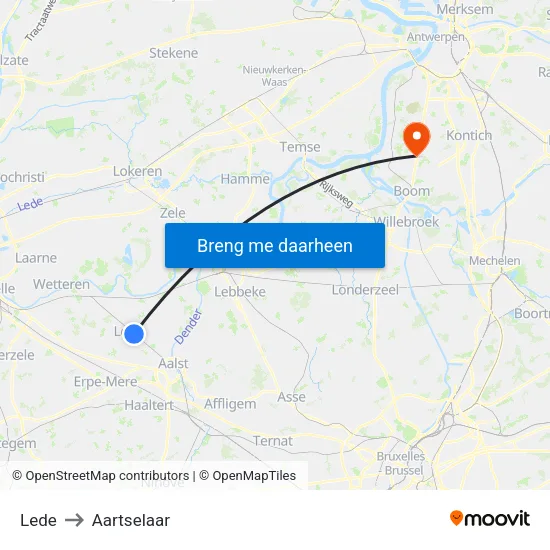 Lede to Aartselaar map