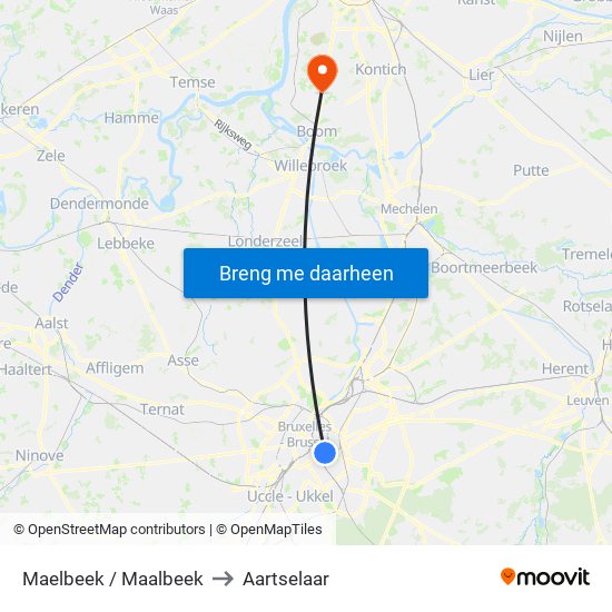 Maelbeek / Maalbeek to Aartselaar map