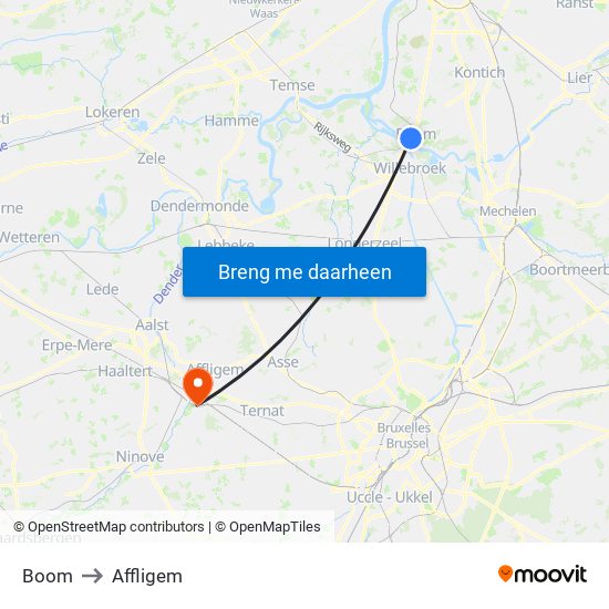 Boom to Affligem map