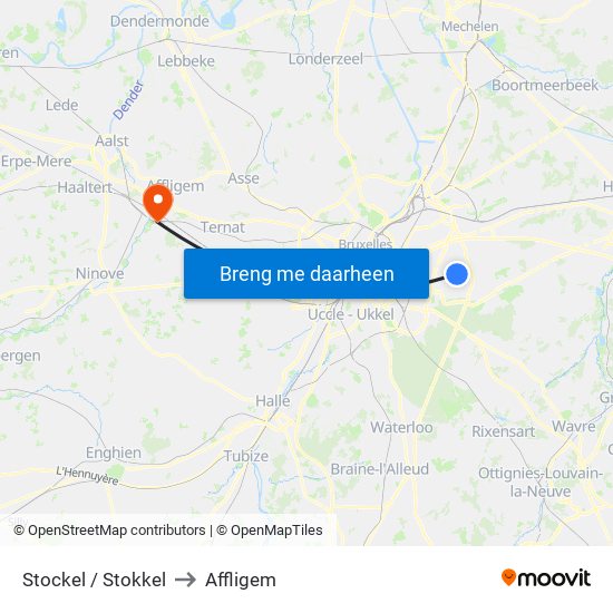 Stockel / Stokkel to Affligem map