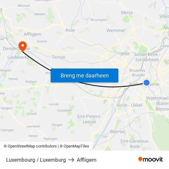 Luxembourg / Luxemburg to Affligem map