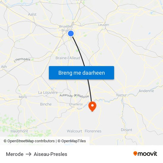 Merode to Aiseau-Presles map