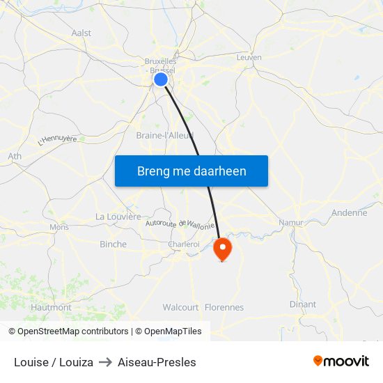 Louise / Louiza to Aiseau-Presles map