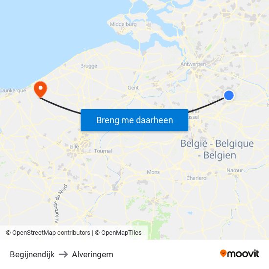 Begijnendijk to Alveringem map