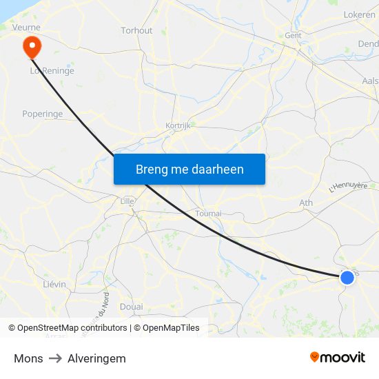 Mons to Alveringem map