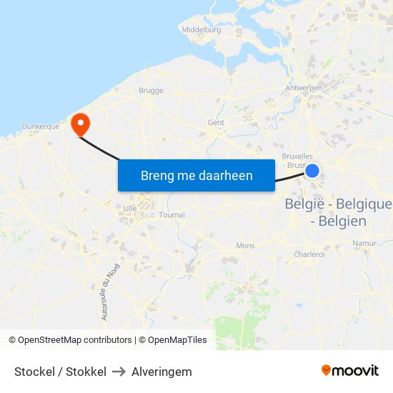 Stockel / Stokkel to Alveringem map