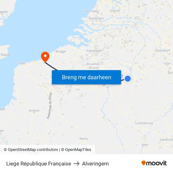 Liege République Française to Alveringem map
