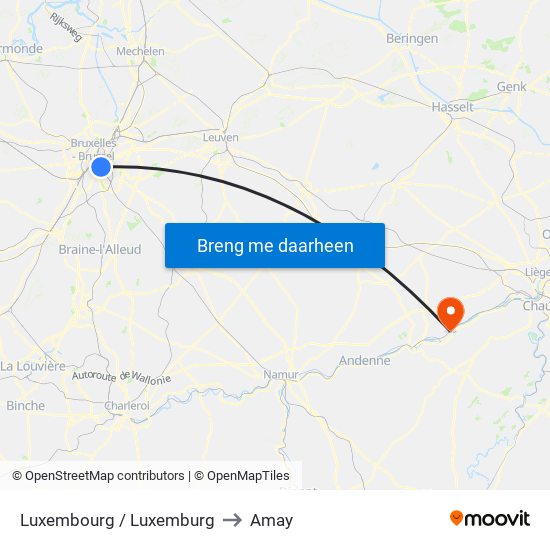 Luxembourg / Luxemburg to Amay map