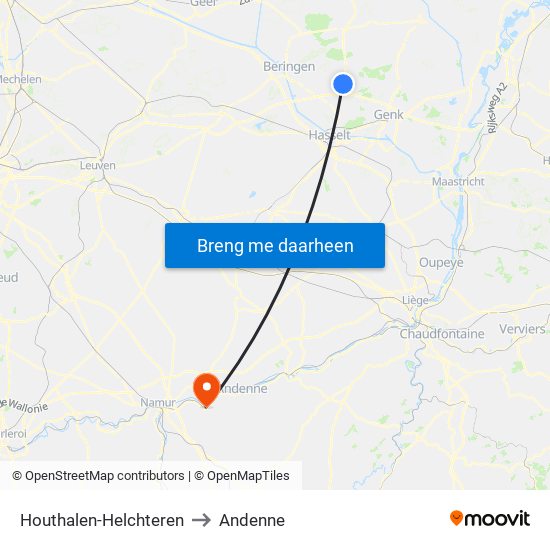 Houthalen-Helchteren to Andenne map