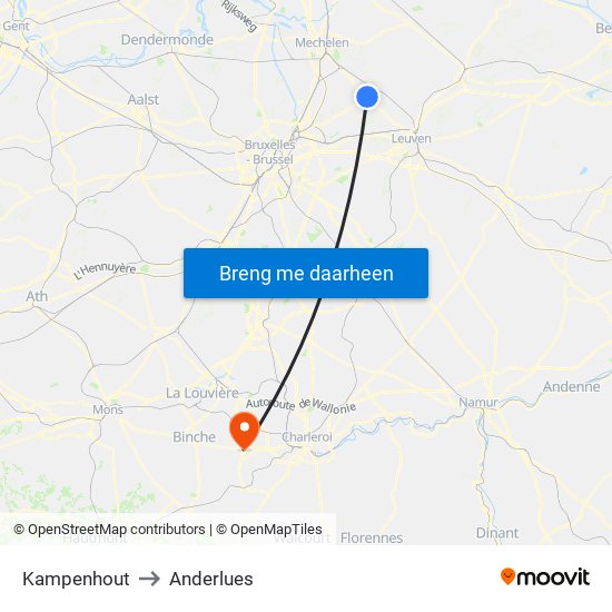 Kampenhout to Anderlues map