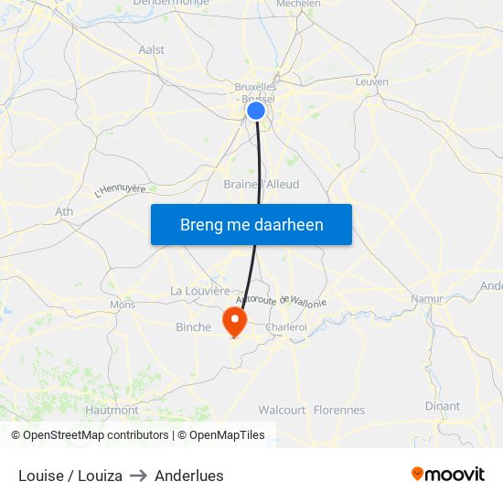 Louise / Louiza to Anderlues map