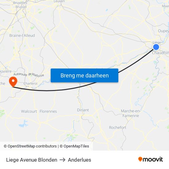 Liege Avenue Blonden to Anderlues map