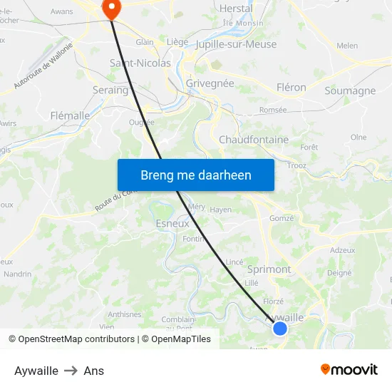 Aywaille to Ans map