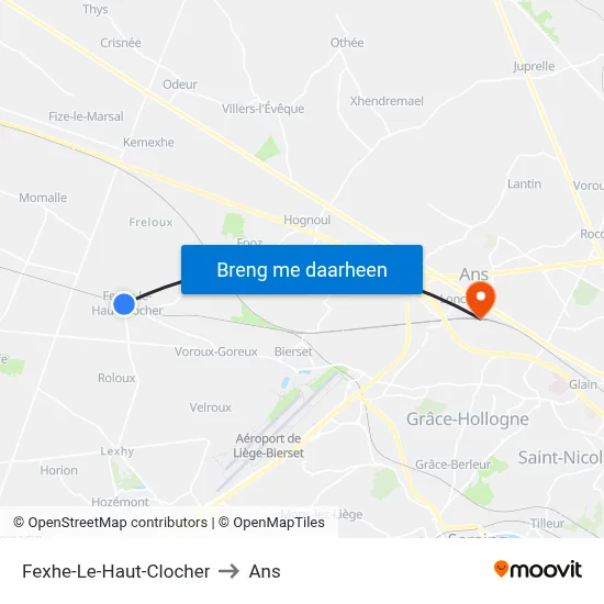 Fexhe-Le-Haut-Clocher to Ans map
