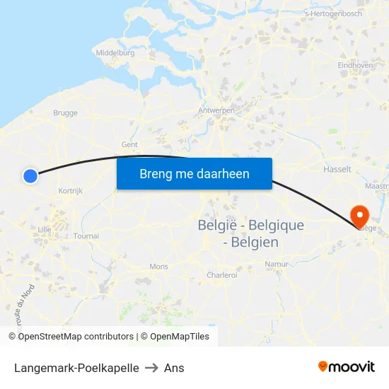 Langemark-Poelkapelle to Ans map