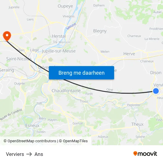 Verviers to Ans map