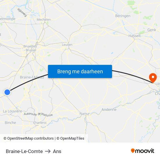 Braine-Le-Comte to Ans map