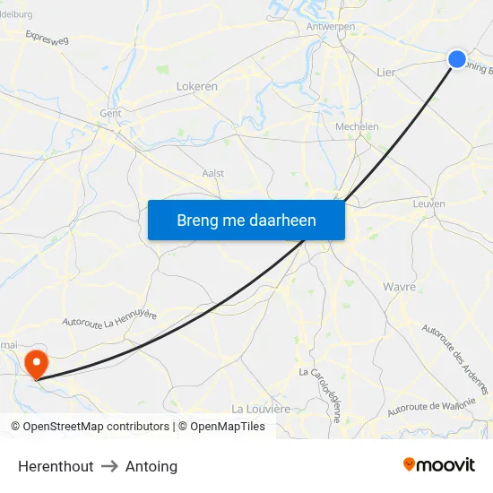 Herenthout to Antoing map