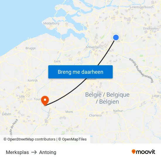 Merksplas to Antoing map