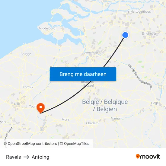 Ravels to Antoing map