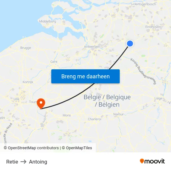 Retie to Antoing map
