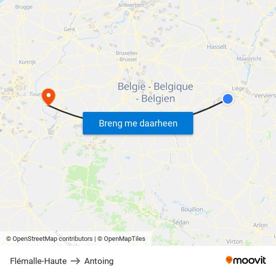 Flémalle-Haute to Antoing map