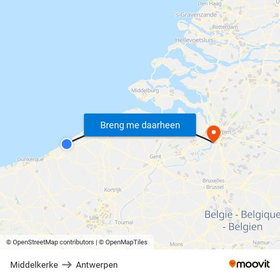 Middelkerke to Antwerpen map