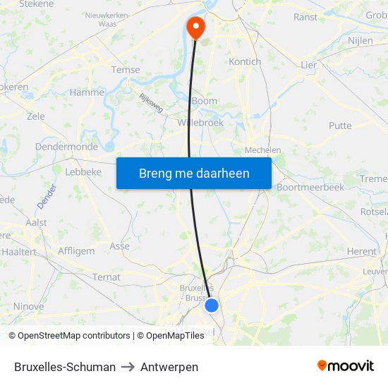 Bruxelles-Schuman to Antwerpen map