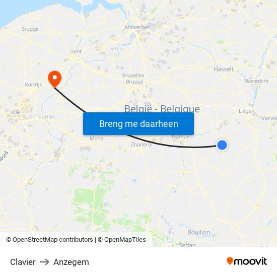 Clavier to Anzegem map