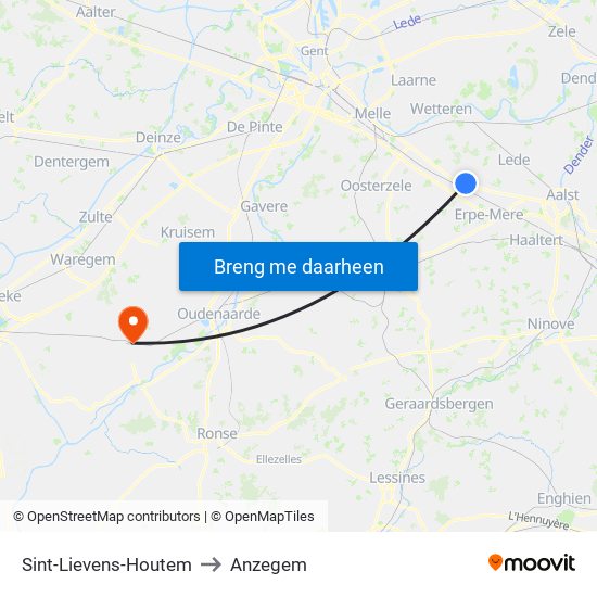 Sint-Lievens-Houtem to Anzegem map
