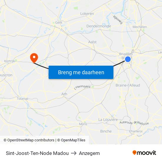 Sint-Joost-Ten-Node Madou to Anzegem map