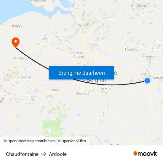 Chaudfontaine to Ardooie map
