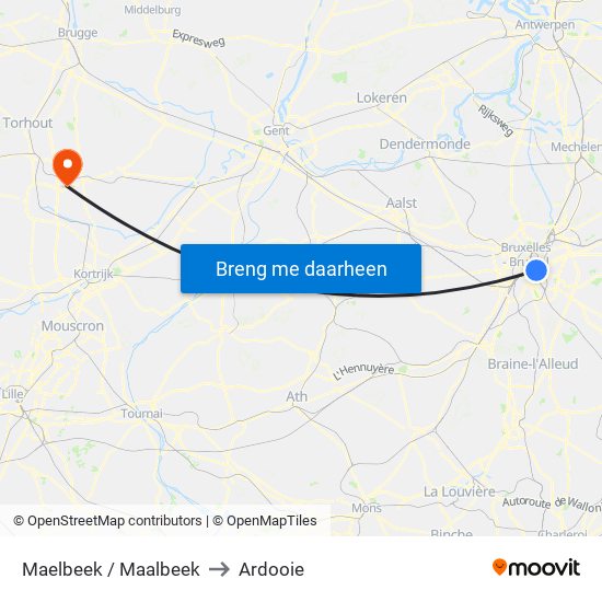 Maelbeek / Maalbeek to Ardooie map