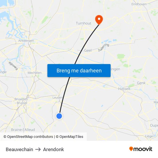 Beauvechain to Beauvechain map