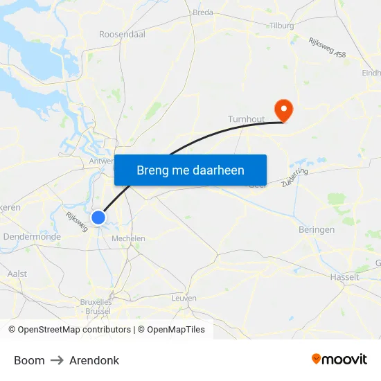 Boom to Arendonk map