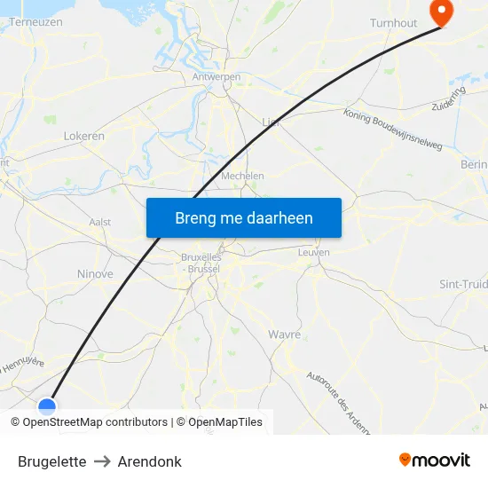 Brugelette to Arendonk map