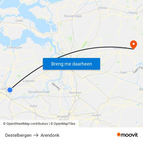 Destelbergen to Arendonk map