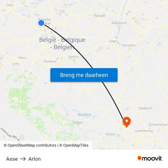 Asse to Arlon map