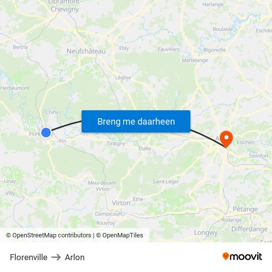 Florenville to Arlon map