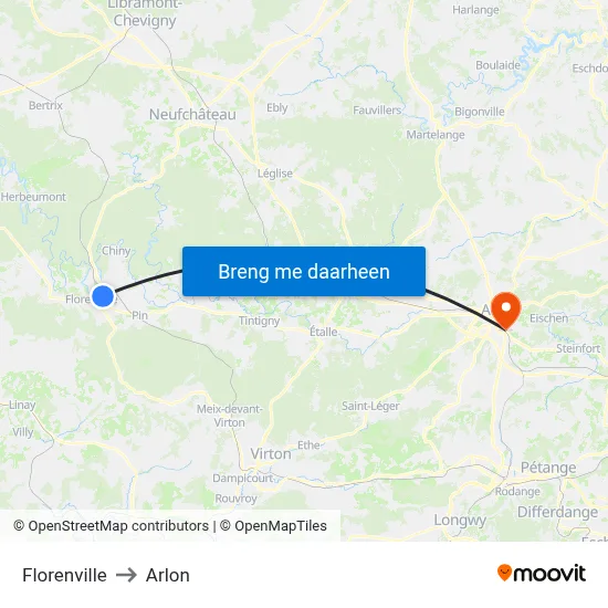 Florenville to Arlon map