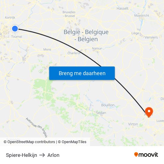 Spiere-Helkijn to Arlon map