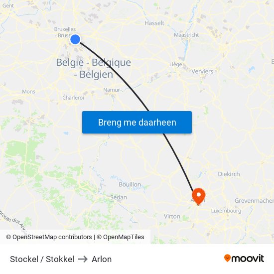 Stockel / Stokkel to Arlon map