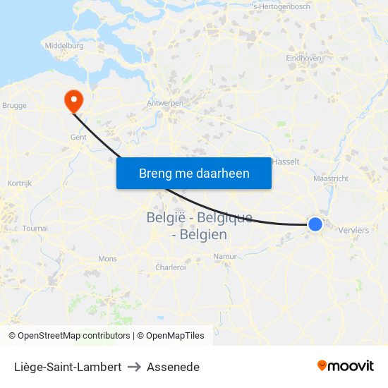 Liège-Saint-Lambert to Assenede map