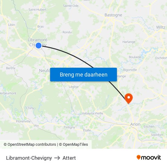 Libramont-Chevigny to Attert map