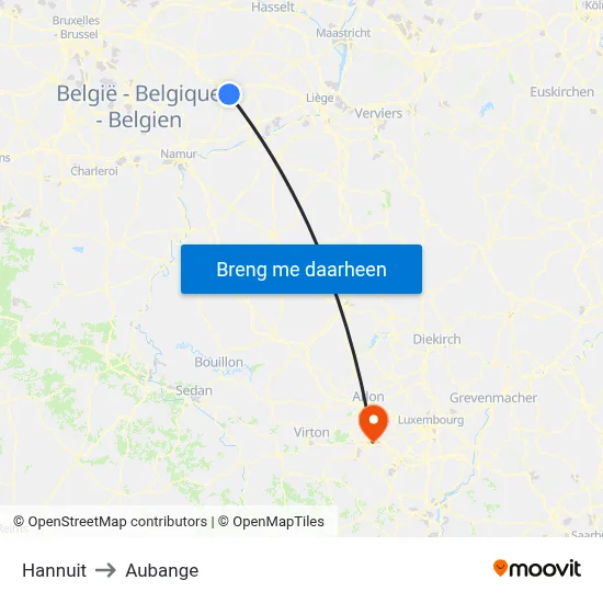 Hannuit to Aubange map