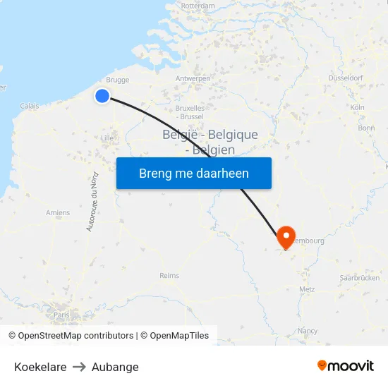 Koekelare to Aubange map