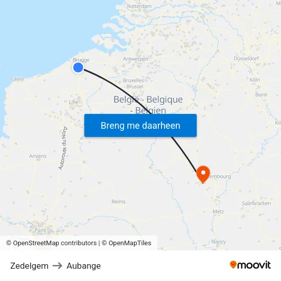 Zedelgem to Aubange map