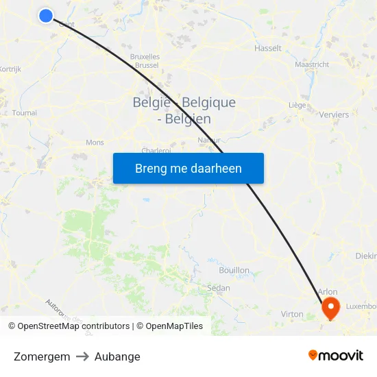 Zomergem to Aubange map